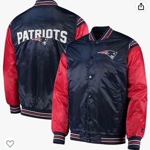 Starter Men's Blue/Red New England Patriots Satin Varsity Full-Snap Jacket